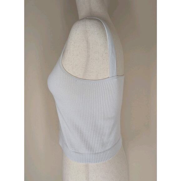 Intimately Free People White Cropped Top Ribbed Basic Capsule Women's M-L - Picture 2 of 8